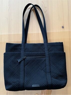 Vera Bradley large commuter tote in quilted black microfiber